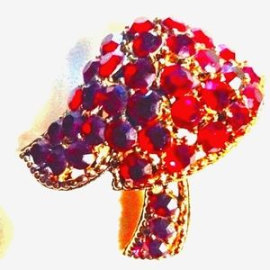 WEISS VINTAGE RED MUSHROOM BROOCH